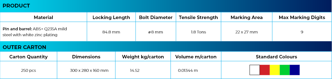 Cargo Bolt Lock Technical Specifications