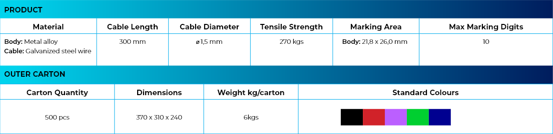 metal pull tight cable seals technical specifications
